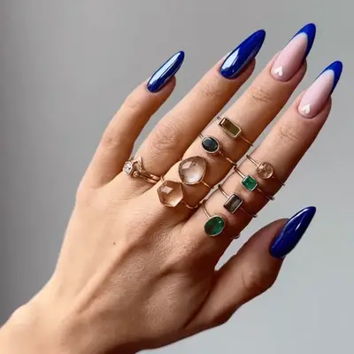 Cobalt Blue French Nails