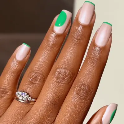 green baby french manicure