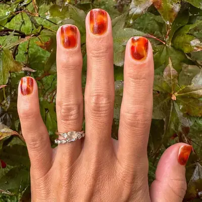 a short tortoise shell manicure