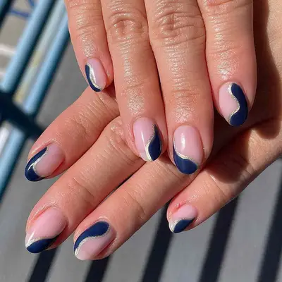 Dark Blue Swirl Nails - MYM Beauty Dark Nail Ideas