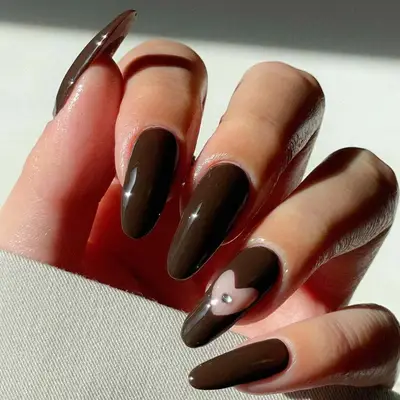 Heart Cutout Nails - MYM Beauty Dark Nail Ideas
