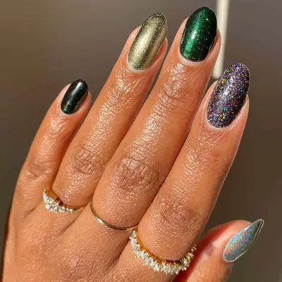 Mixed Glitter Nails - MYM Beauty Dark Nail Ideas