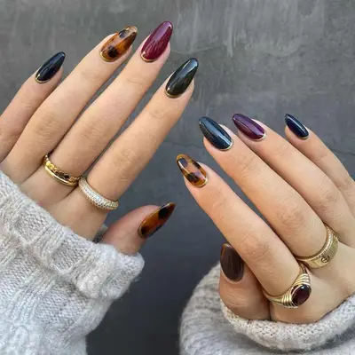 Dark Skittle Accent Nails - MYM Beauty Dark Nail Ideas