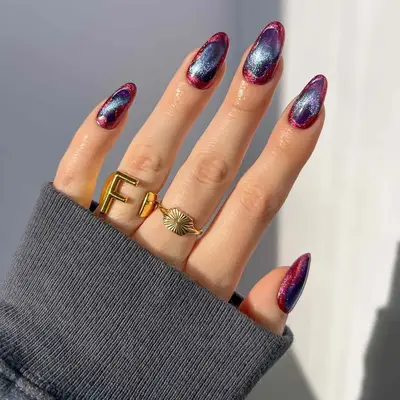 Burgundy and Slate Geode Nails - MYM Beauty Dark Nail Ideas