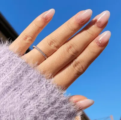clear dip nails with silver foil 