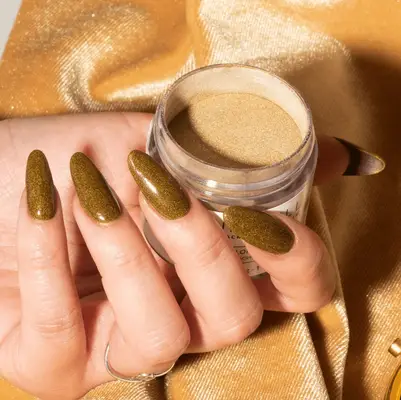 a mint green square dip powder manicure