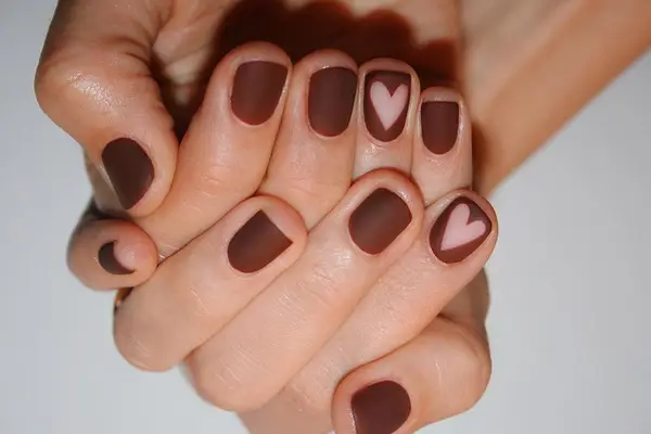 chocolate matte bails with negative space heart design
