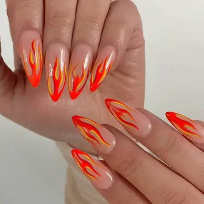 flame tipped stilletto nails