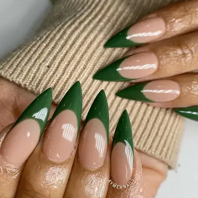 green tipped stilletto nails