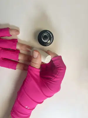 gel base coat being applied to nails 