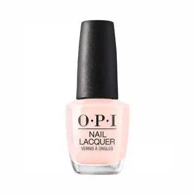 A bottle of OPI nail lacquer with a black cap