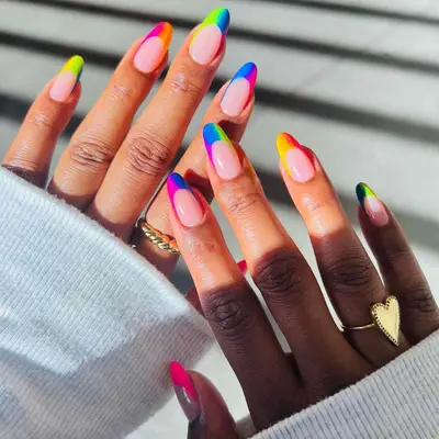 Ombré Rainbow French Nails