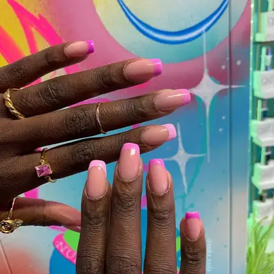 Pink on pink square French manicure