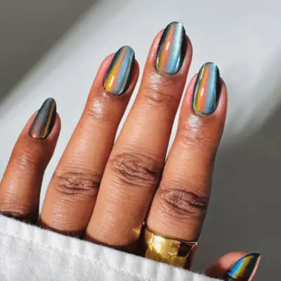 icy blue iridescent nails