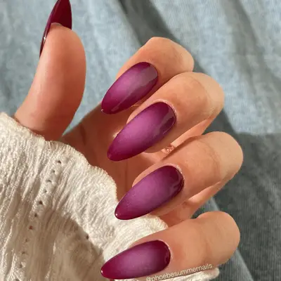 Berry aura gradient long nails