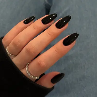a jet black manicure 