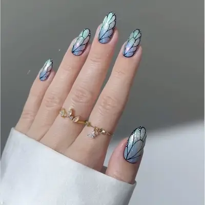 Sparkly butterfly nails