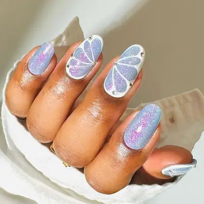 Opal Holographic butterfly nails