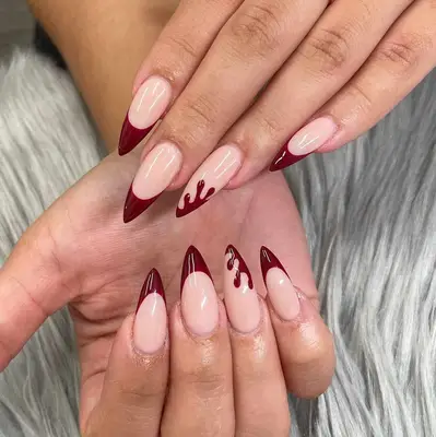 Manicure with matte black base and glossy black French tips