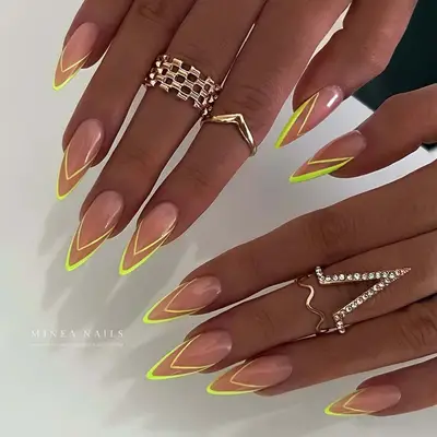 stiletto neon green nails