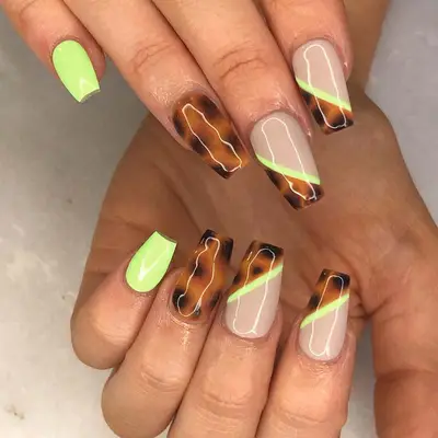 neon tortoise nails