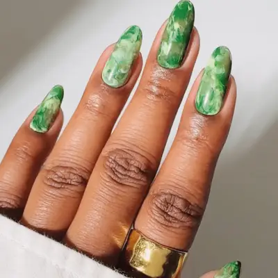 Green marble nails