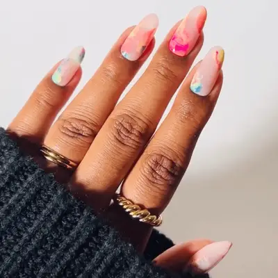 Colorful marble nails