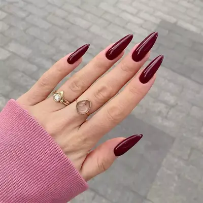 Dark red nails