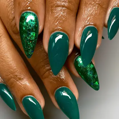 emerald green stiletto nails