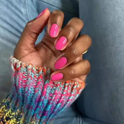 Pink, glossy nails