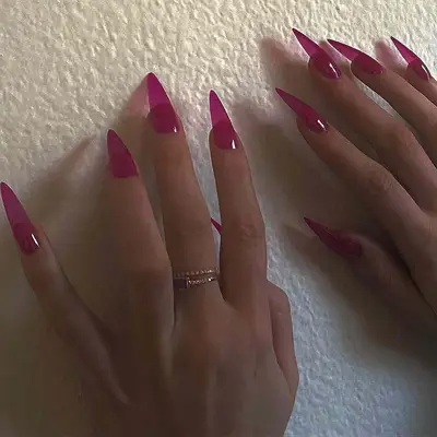 long magenta syrup nails
