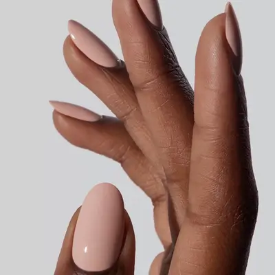 Close up of soft gel in muted pink