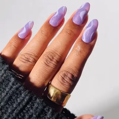 Purple swirl chrome nails