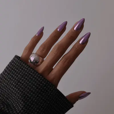 Deep purple chrome nails