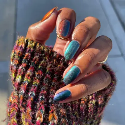 Skittle chrome nails