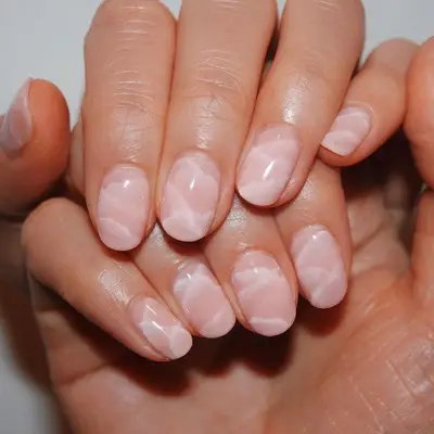Glossy rose quartz nails