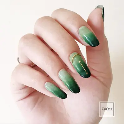 Ombre green jade nails