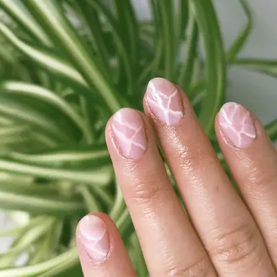 Rose quartz marble nail design