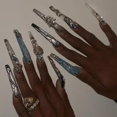 Cynthia Erivo wearing long, ethereal fairy-inspired nails