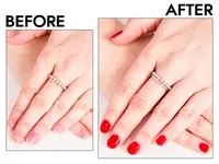 Before and after using Essie Gel Couture Longwear Nail Polish on a person