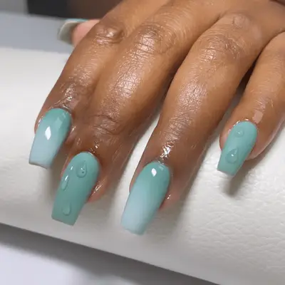 ombre nails with rain drop effect