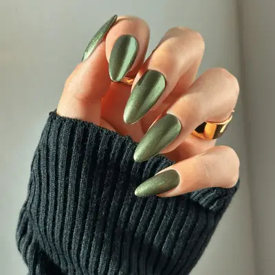 a matcha green glazed donut manicure