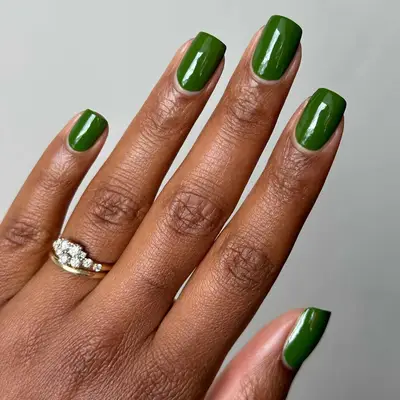 close up of nails painted green