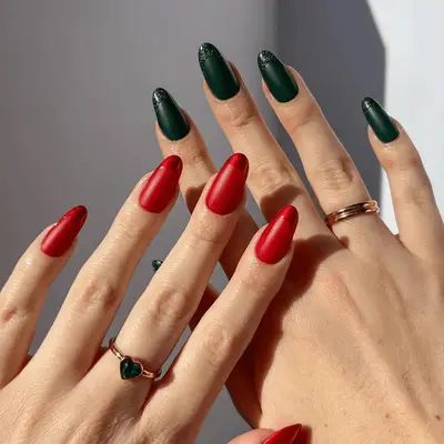 red and green french manicure