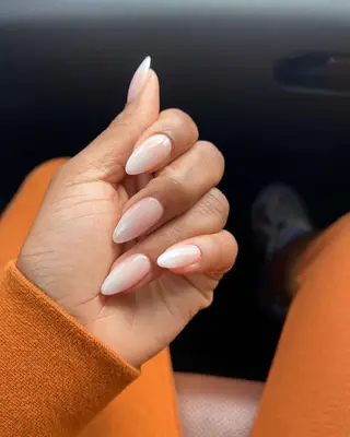 Long naked French manicure