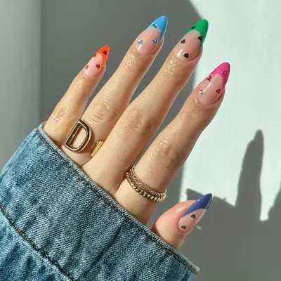 rainbow french nails
