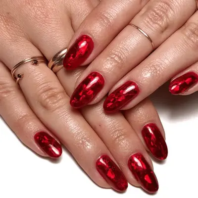 red chrome nails