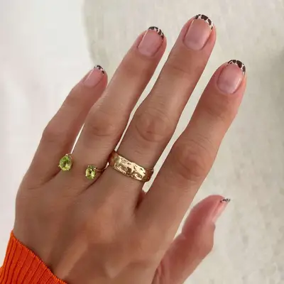 Brown Cow Print French Nails