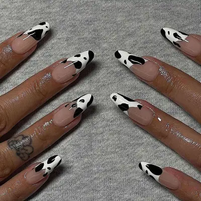 cow print French manicure