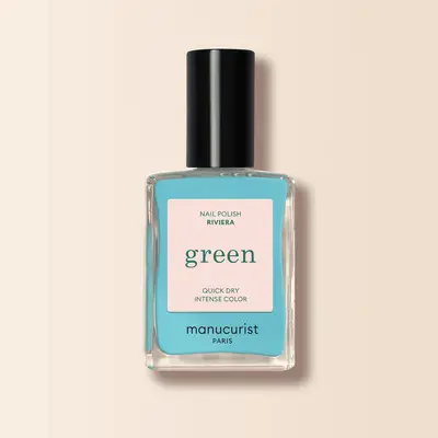 bright blue polish bottle from Manucurist
